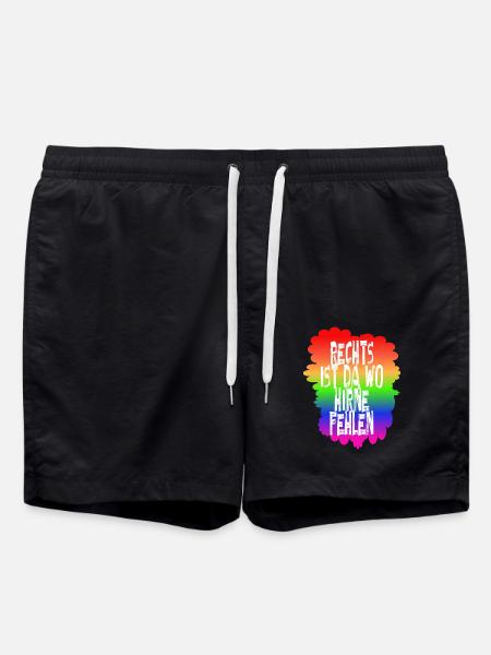 Rechts ist da wo Hirne fehlen - Badeshorts - Schwarz