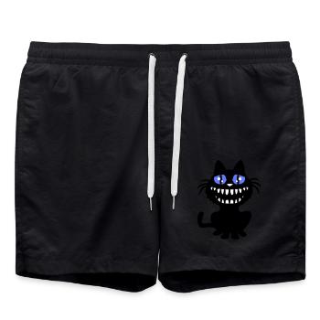 Crazy Monster Cat Halloween Horror Teeth Fun - Swim Trunks - black - Front - AI Model Male 185 light (185cm)