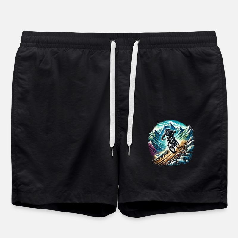 Mountain bikers in the mountains - Swim Trunks - black