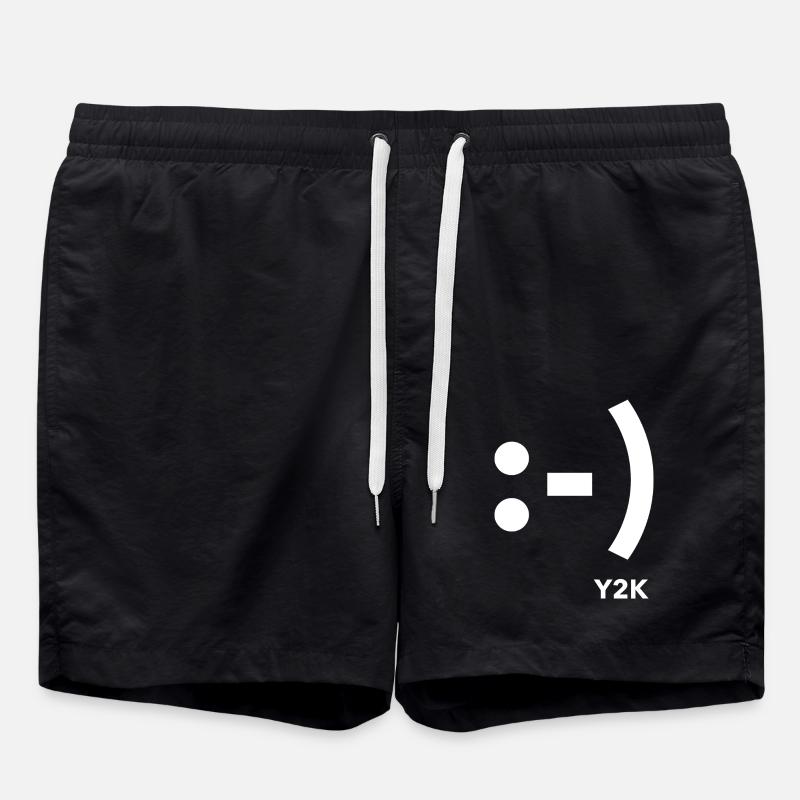 Lächeln Y2K Weiß - Badeshorts - Schwarz