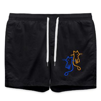 Katze Retro Vintage Katzen Geschenkidee - Badeshorts - Schwarz - Vorne - AI Model Male 185 light (185cm)