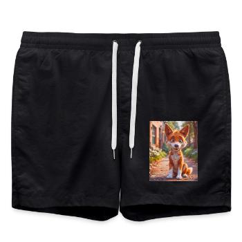 super süßes australisches Tier Down Under – Dingo - Badeshorts - Schwarz - Vorne - AI Model Male 185 light (185cm)