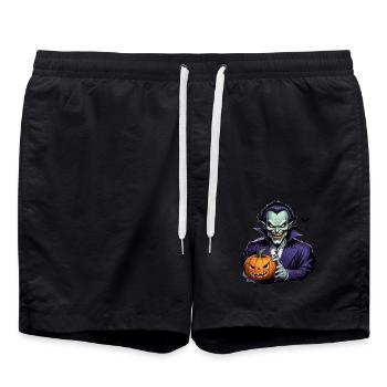 Halloween Vampir Mit Kürbis Und Fledermäusen - Badeshorts - Schwarz - Vorne - AI Model Male 185 light (185cm)