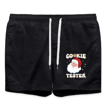 Christmas Cookie Tester Fun with Santa - Swim Trunks - black - Front - AI Model Male 185 light (185cm)