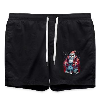 Evil Christmas Gamer Snowman Merry Xmas - Swim Trunks - black - Front - AI Model Male 185 light (185cm)