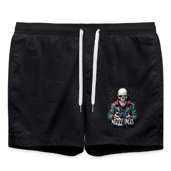Merry Xmas Gamer Skull Design - Swim Trunks - black - Front - AI Model Male 185 light (185cm)