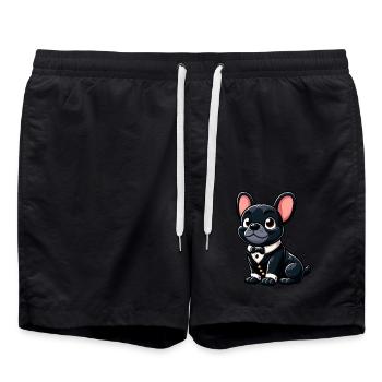 Chic French Bulldog - Swim Trunks - black - Front - AI Model Male 185 light (185cm)