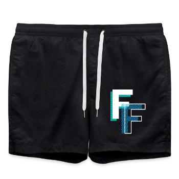 Letter F - Swim Trunks - black - Front - AI Model Male 185 light (185cm)