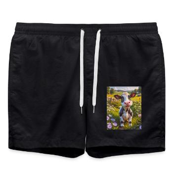 Animaux super mignons dans une ferme – vache - Short de bain - noir - Devant - AI Model Male 185 light (185cm)