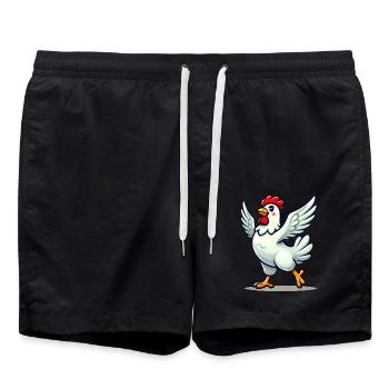 Lifes Better with Chickens Graphic - Swim Trunks - black - Front - AI Model Male 185 light (185cm)