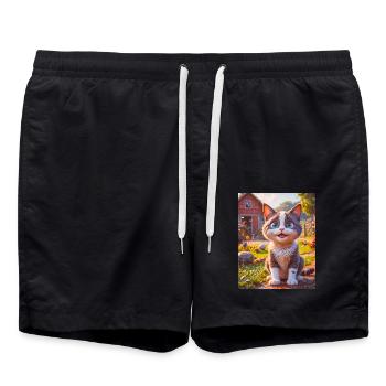 Animaux super mignons dans une ferme – chat - Short de bain - noir - Devant - AI Model Male 185 light (185cm)