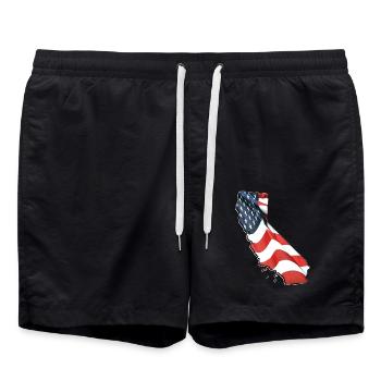 USA Flagge in der California State Landkarte - Badeshorts - Schwarz - Vorne - AI Model Male 185 light (185cm)