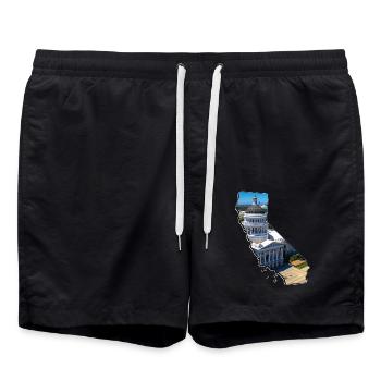 California Capitol in der California Landkarte - Badeshorts - Schwarz - Vorne - AI Model Male 185 light (185cm)