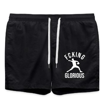 Cooler Baseballspieler - Badeshorts - Schwarz - Vorne - AI Model Male 185 light (185cm)