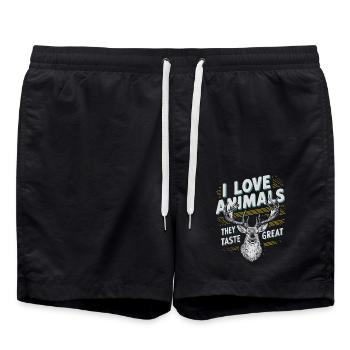Love of animals with taste – For passionate hunters - Swim Trunks - black - Front - AI Model Male 185 light (185cm)