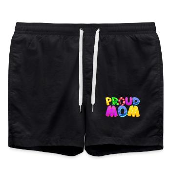 Bébé Parents Enfant Cadeau Dictons Naissance Maman Papa - Short de bain - noir - Devant - AI Model Male 185 light (185cm)