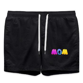 Baby Eltern Kind Geschenk Sprüche Geburt Mama Papa - Badeshorts - Schwarz - Vorne - AI Model Male 185 light (185cm)
