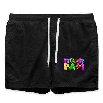 Baby Eltern Kind Geschenk Sprüche Geburt Mama Papa - Badeshorts - Schwarz - Vorne - AI Model Male 185 light (185cm)