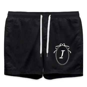 Vintage Letter i Ribbon - Geschenkidee - Badeshorts - Schwarz - Vorne - AI Model Male 185 light (185cm)