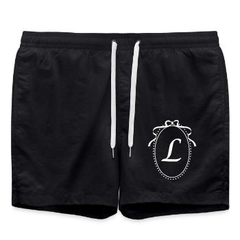 Vintage Letter L Band - Geschenkidee - Badeshorts - Schwarz - Vorne - AI Model Male 185 light (185cm)