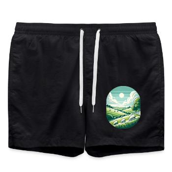 Yorkshire Countryside Scenic Design - Badeshorts - Schwarz - Vorne - AI Model Male 185 light (185cm)