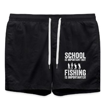 Schule ist wichtig, aber Angeln ist noch wichtiger - Badeshorts - Schwarz - Vorne - AI Model Male 185 light (185cm)
