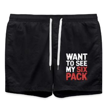 Want To See My Six Pack 8 - Badeshorts - Schwarz - Vorne - AI Model Male 185 light (185cm)