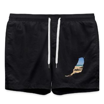 Inselkarte Fuerteventura "Beach" - Badeshorts - Schwarz - Vorne - AI Model Male 185 light (185cm)