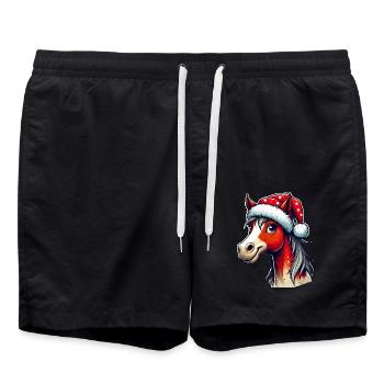 Poney cheval de Noël pour Noël - Short de bain - noir - Devant - AI Model Male 185 light (185cm)