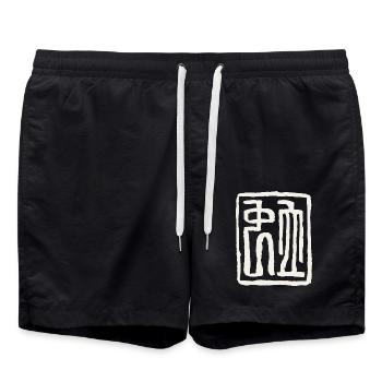 Schlange - Tierkreiszeichen CHINESISCH - Badeshorts - Schwarz - Vorne - AI Model Male 185 light (185cm)