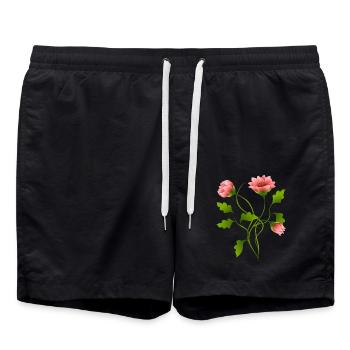 Flowers - Swim Trunks - black - Front - AI Model Male 185 light (185cm)