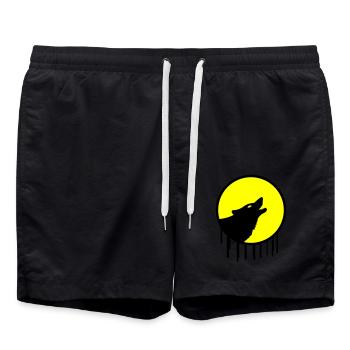 wolf full moon - Swim Trunks - black - Front - AI Model Male 185 light (185cm)