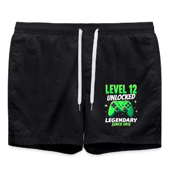 Level 12 Geburtstag Junge Gamer 12er Geburtstag - Badeshorts - Schwarz - Vorne - AI Model Male 185 light (185cm)