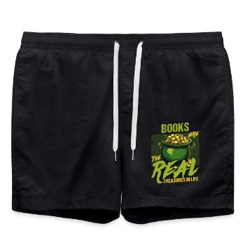 Bücher sind die wahren Schätze im Leben St. Patricks - Badeshorts - Schwarz - Vorne - AI Model Male 185 light (185cm)