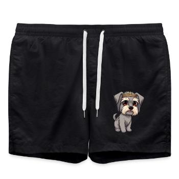 Tibetan Terrier - Gray Dog with Crown Cartoon - Swim Trunks - black - Front - AI Model Male 185 light (185cm)