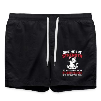 gib mir die Kraft, von dumm wegzugehen - Badeshorts - Schwarz - Vorne - AI Model Male 185 light (185cm)