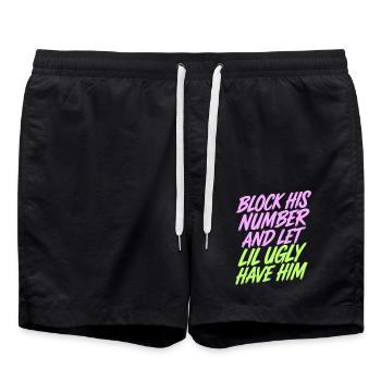 Block His Number And Let Lil Ugly Have Him 9 - Badeshorts - Schwarz - Vorne - AI Model Male 185 light (185cm)