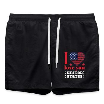 T-shirt I LOVE YOU UNITED STATES 2025 - Short de bain - noir - Devant - AI Model Male 185 light (185cm)