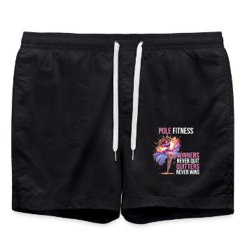 Pole dance - Winners never out Quitters never wins - Badeshorts - Schwarz - Vorne - AI Model Male 185 light (185cm)