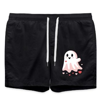 Cute Love Ghost - Swim Trunks - black - Front - AI Model Male 185 light (185cm)