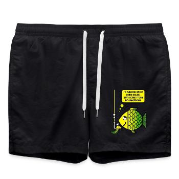 Fishing and humor - Swim Trunks - black - Front - AI Model Male 185 light (185cm)
