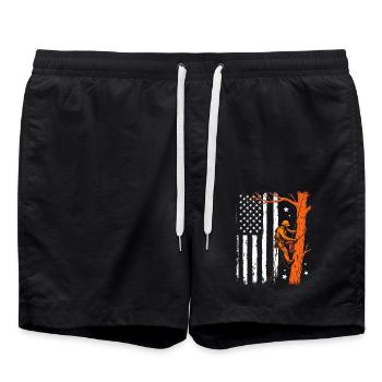 Drapeau Arboriculteur Cadeau Bûcheron Forestier - Short de bain - noir - Devant - AI Model Male 185 light (185cm)