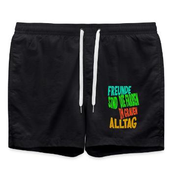 Freunde sind die Farben im grauen Alltag - Badeshorts - Schwarz - Vorne - AI Model Male 185 light (185cm)