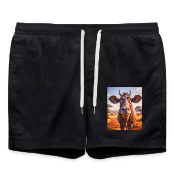 Animaux africains super mignons – Gnous - Short de bain - noir - Devant - AI Model Male 185 light (185cm)
