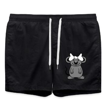 Maus Frau Hübsche Schleife Girl Kleine Ratte Süße - Badeshorts - Schwarz - Vorne - AI Model Male 185 light (185cm)
