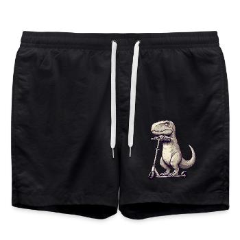 Mürrischer Dino T-Rex auf Kickroller Comic - Badeshorts - Schwarz - Vorne - AI Model Male 185 light (185cm)