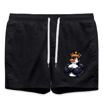 Muskulöser Pinguinkönig Fitness Workout - Badeshorts - Schwarz - Vorne - AI Model Male 185 light (185cm)