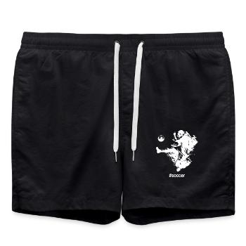 Boys Playing Soccer - Swim Trunks - black - Front - AI Model Male 185 light (185cm)