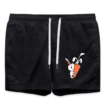 Bunny Big Huge Carrot Carrot Love Hunger Yummy - Swim Trunks - black - Front - AI Model Male 185 light (185cm)
