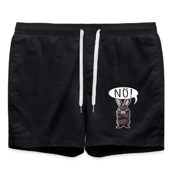 NÖ Hase Comic Ostern Geschenk - Badeshorts - Schwarz - Vorne - AI Model Male 185 light (185cm)